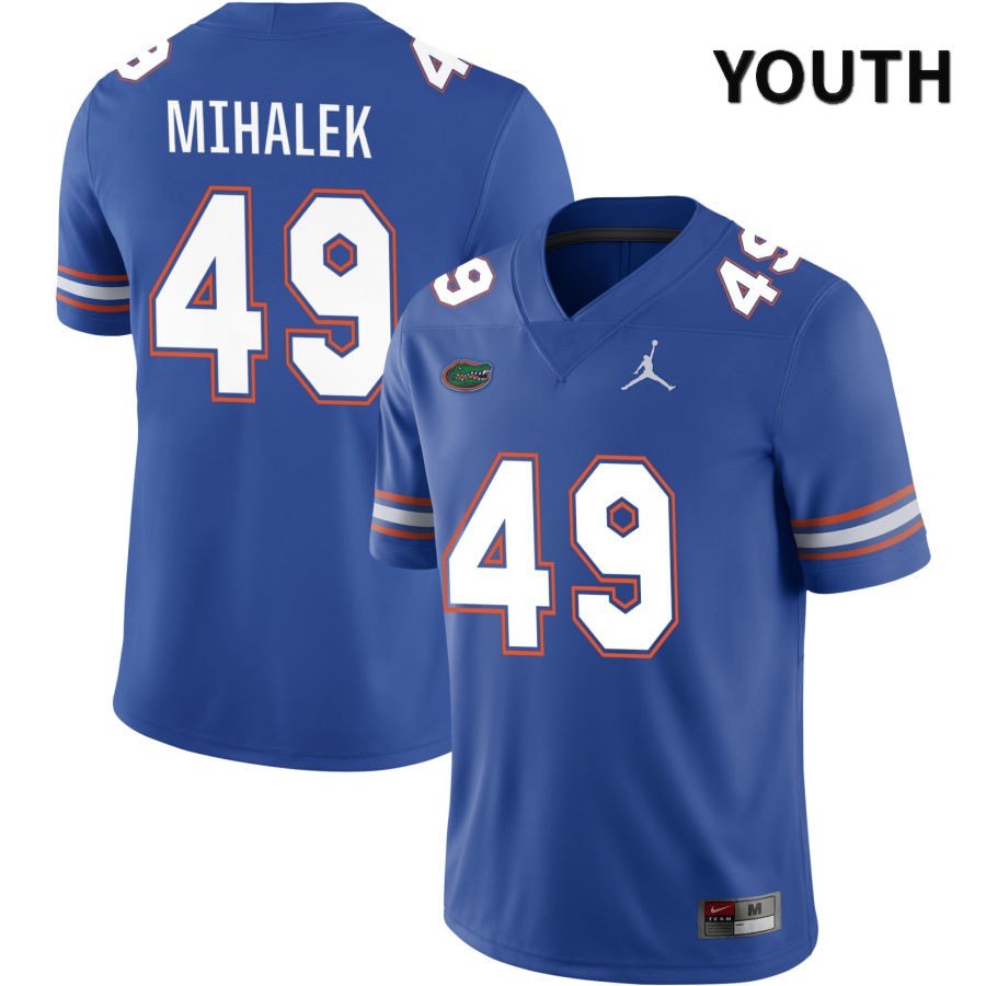 NCAA Florida Gators Adam Mihalek Youth #49 Jordan Brand Royal 2022 NIL Stitched Authentic College Football Jersey XZI6864BS